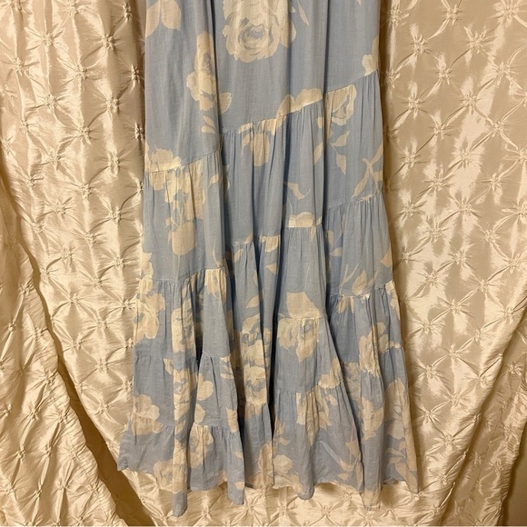 Free People Sundrenched Short-Sleeve Floral Maxi Dress Sky Blue Puff Sleeve - Picture 7 of 16